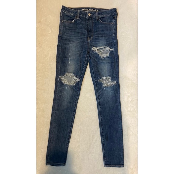 American Eagle Outfitters Denim - American Eagle Outfitters Dark Blue Distressed Skinny Jeans